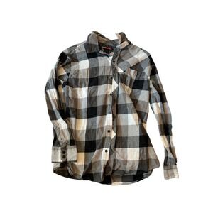 Hawke Black White Checkered Flannel Mens L